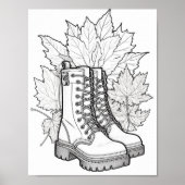 Herfst/herfst Volwassen Kleurplaten Poster (Voorkant)