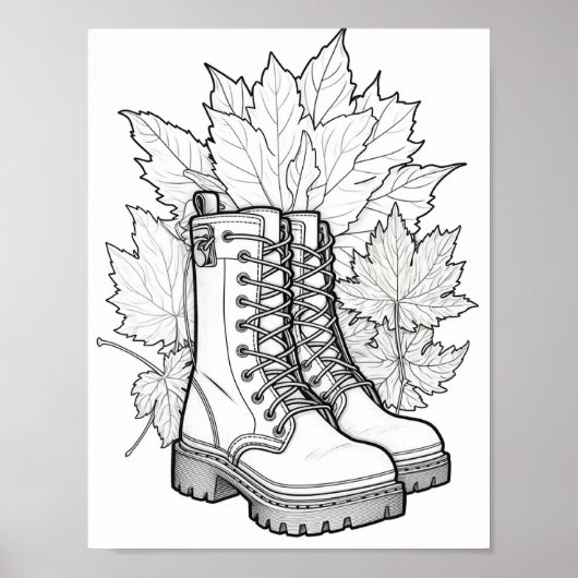 Herfst/herfst Volwassen Kleurplaten Poster (Voorkant)