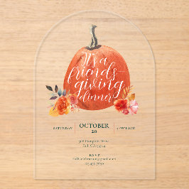 Herfst Herfst Vriendschap Waterverf Pompoen Acryl Uitnodigingen