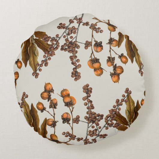 Herfst Herfst Waterverf bladeren Rond Kussen (Achterkant)