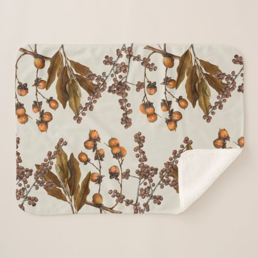 Herfst Herfst Waterverf bladeren Sherpa Deken (Voorkant (horizontaal))