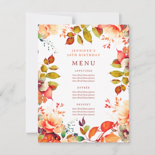 Herfst Herfst Waterverf Bloemen 50ste Verjaardagsm Kaart (Voorkant)