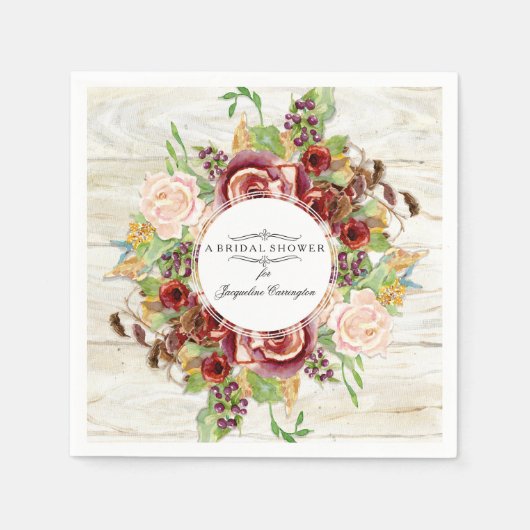 Herfst Herfst Waterverf Bloemenkrans Vrijgezellenf Servetten (Voorkant)