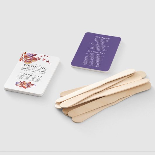 Herfst - Herfst Waterverf bruiloft programma Handwaaier (Niet-gemonteerd)