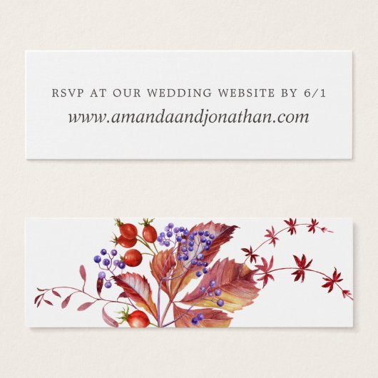 Herfst - Herfst Waterverf Bruiloft RSVP Mini Visitekaartjes (Voorkant /achterkant)