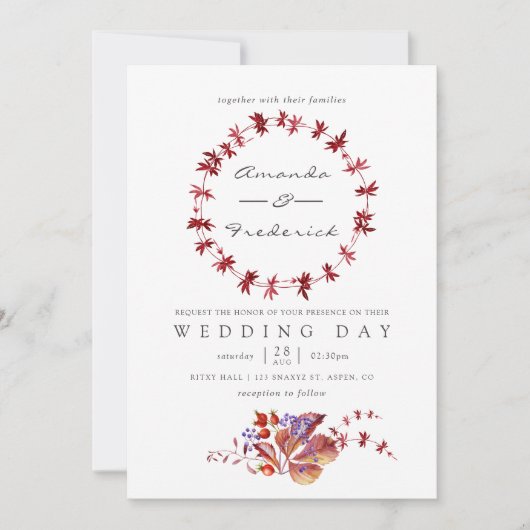 Herfst - Herfst Waterverf bruiloft uitnodiging (Voorkant)