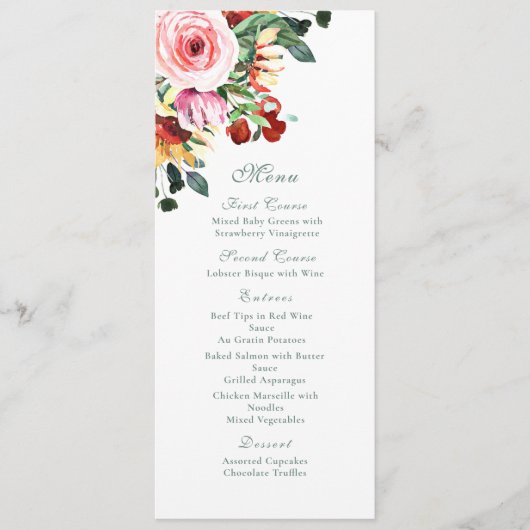 Herfst Herfst Waterverf Floral Salie Rust Goud Programmakaart (Voorkant)