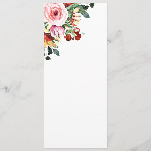 Herfst Herfst Waterverf Floral Salie Rust Goud Programmakaart (Achterkant)