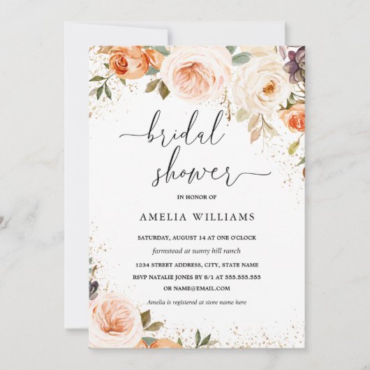 Herfst Herfst Waterverf Flower Vrijgezellenfeest Kaart (Voorkant)