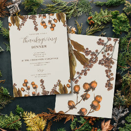 Herfst Herfst Waterverf Foliage Thanksgiving Diner Kaart