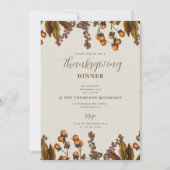 Herfst Herfst Waterverf Foliage Thanksgiving Diner Kaart (Voorkant)