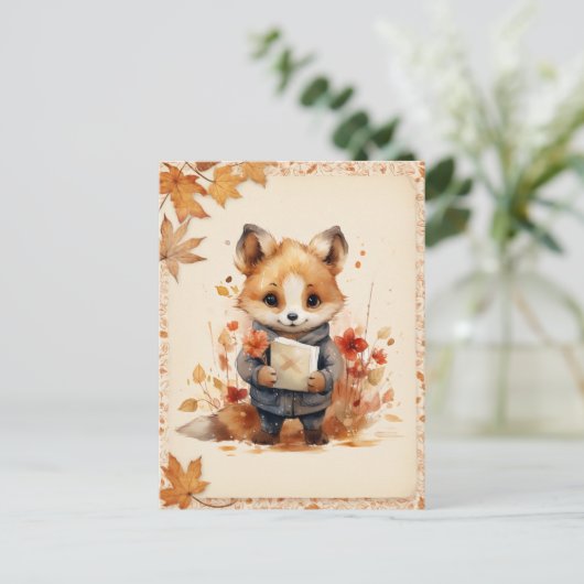 Herfst / Herfst Waterverf Fox - Briefkaart (Staand voorkant)