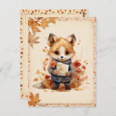 Herfst / Herfst Waterverf Fox - Briefkaart (Voorkant / Achterkant)