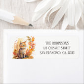 Herfst / Herfst Waterverf Kitten Retouradres Etiket (Insitu)