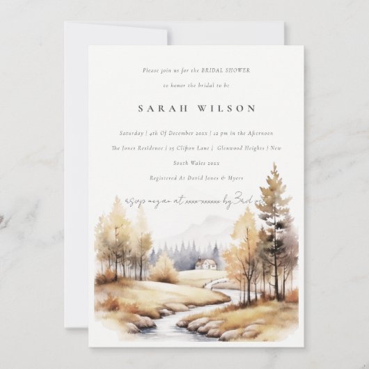 Herfst herfst Waterverf Landschap Vrijgezellenfees Kaart (Voorkant)