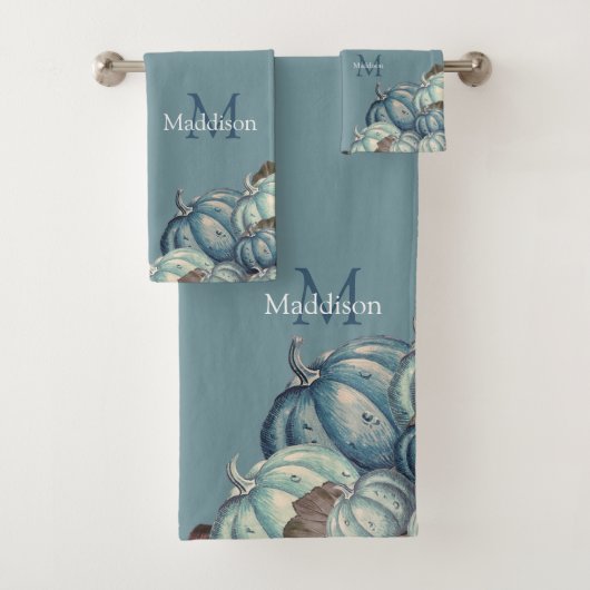 Herfst Herfst Waterverf Pompoen Rustiek Stoffig Bl Bad Handdoek (Insitu)