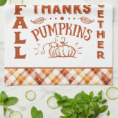 Herfst herfst Waterverf Sinaasappel geruite collag Theedoek (Gevouwen)