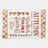 Herfst herfst Waterverf Sinaasappel geruite collag Theedoek (Horizontaal)