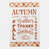 Herfst herfst Waterverf Sinaasappel geruite collag Theedoek (Verticaal)