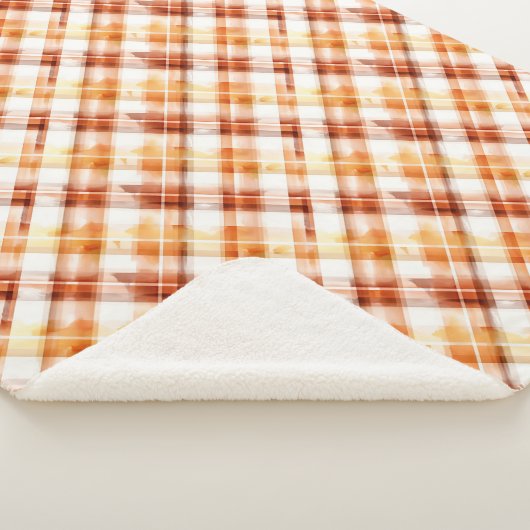 Herfst herfst Waterverf Sinaasappel geruite patroo Sherpa Deken (3/4)