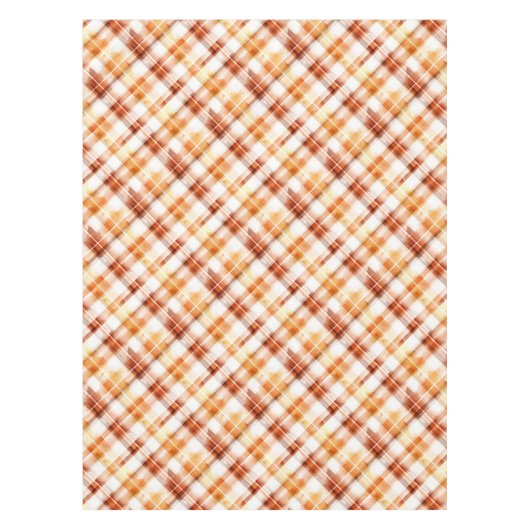 Herfst herfst Waterverf Sinaasappel geruite patroo Tafelkleed (Voorkant)
