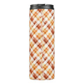 Herfst herfst Waterverf Sinaasappel geruite patroo Thermosbeker (Achterkant)