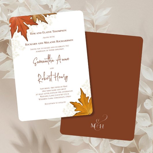 Herfst Herfst Waterverf Verlaat Custom Wedding Kaart