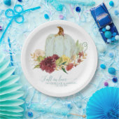 Herfst herfst Wedding Aqua Blue Pumpkin Floral Papieren Bordje (Feest)