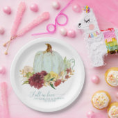 Herfst herfst Wedding Aqua Blue Pumpkin Floral Papieren Bordje (Feest)