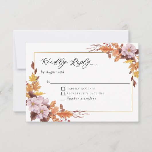 Herfst herfst Wedding Floral Kindly Reply Script RSVP Kaartje (Voorkant)