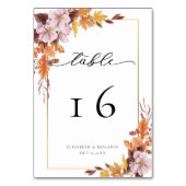 Herfst herfst Wedding Floral Seating Chart Script Kaart (Achterkant)