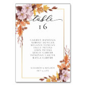 Herfst herfst Wedding Floral Seating Chart Script Kaart (Voorkant)