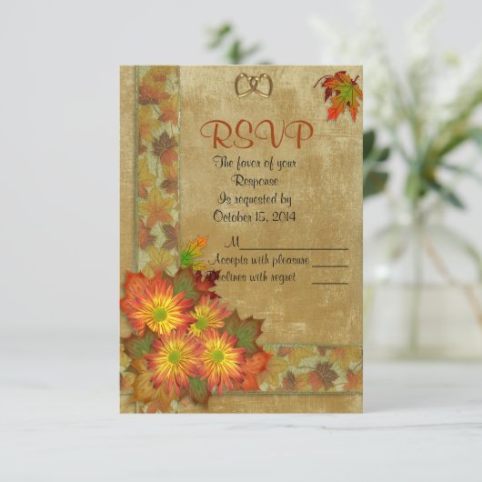 Herfst herfst Wedding RSVP-reactiekaart RSVP Kaartje (Staand voorkant)