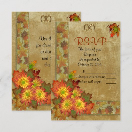 Herfst herfst Wedding RSVP-reactiekaart RSVP Kaartje (Voorkant / Achterkant)