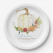 Herfst herfst Wedding White Pumpkin Red Floral Papieren Bordje (Voorkant)