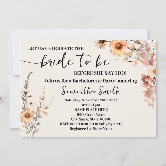 Herfst Herfst Wildbloemen Vrijgezellenfeest Boho C Kaart (Voorkant)