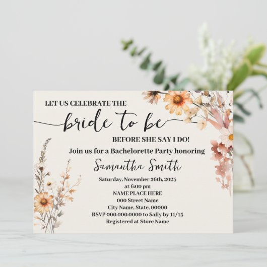 Herfst Herfst Wildbloemen Vrijgezellenfeest Boho C Kaart (Staand voorkant)