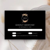 Herfst Herfst Wildflower Crest Black Wedding RSVP Kaartje