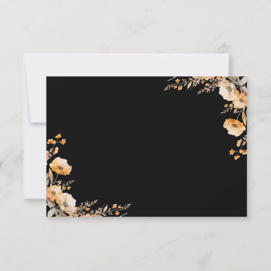 Herfst Herfst Wildflower Crest Black Wedding RSVP Kaartje (Achterkant)