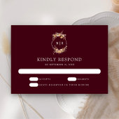 Herfst Herfst Wildflower Crest Bourgondië Huwelijk RSVP Kaartje