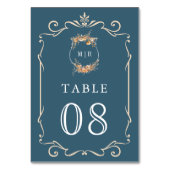 Herfst Herfst Wildflower Crest Dusty Blue Wedding Kaart (Achterkant)