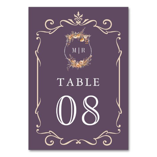 Herfst Herfst Wildflower Crest Dusty Paarse bruilo Kaart (Voorkant)