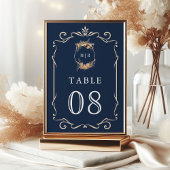 Herfst Herfst Wildflower Crest Navy Blue Wedding Kaart