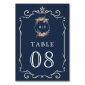 Herfst Herfst Wildflower Crest Navy Blue Wedding Kaart (Voorkant)