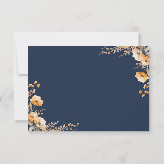 Herfst Herfst Wildflower Crest Navy Blue Wedding RSVP Kaartje (Achterkant)