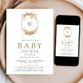 Herfst Herfst Wildflower Crest QR Code Baby shower Kaart