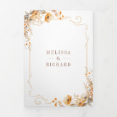 Herfst Herfst Wildflower Crest QR Code Huwelijk Drieluik Uitnodiging (Cover)