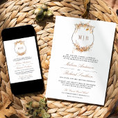 Herfst Herfst Wildflower Crest QR Code Huwelijk Kaart