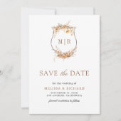 Herfst Herfst Wildflower Crest QR Code Huwelijk Save The Date (Voorkant)