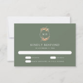 Herfst Herfst Wildflower Crest Sage Green Wedding RSVP Kaartje (Voorkant)